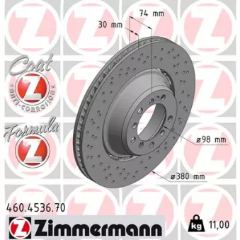 Disque de frein arrière gauche ZIMMERMANN 460.4536.70