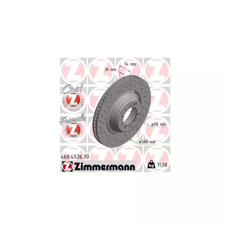 Disque de frein arrière gauche ZIMMERMANN 460.4536.70