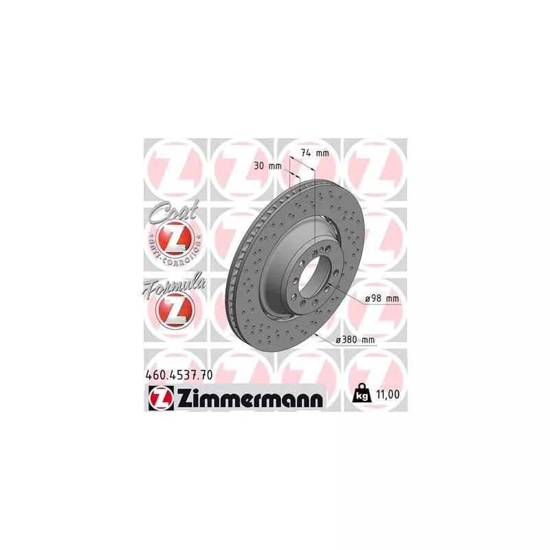 Disque de frein arrière droit ZIMMERMANN 460.4537.70