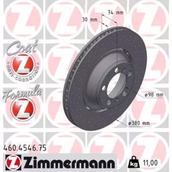 Disque de frein arrière gauche ZIMMERMANN 460.4546.75