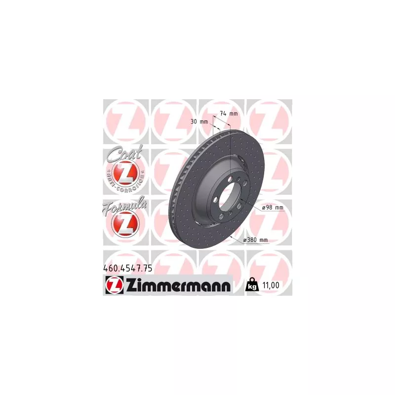 Disque de frein arrière droit ZIMMERMANN 460.4547.75