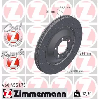 Disque de frein arrière gauche ZIMMERMANN 460.4551.75