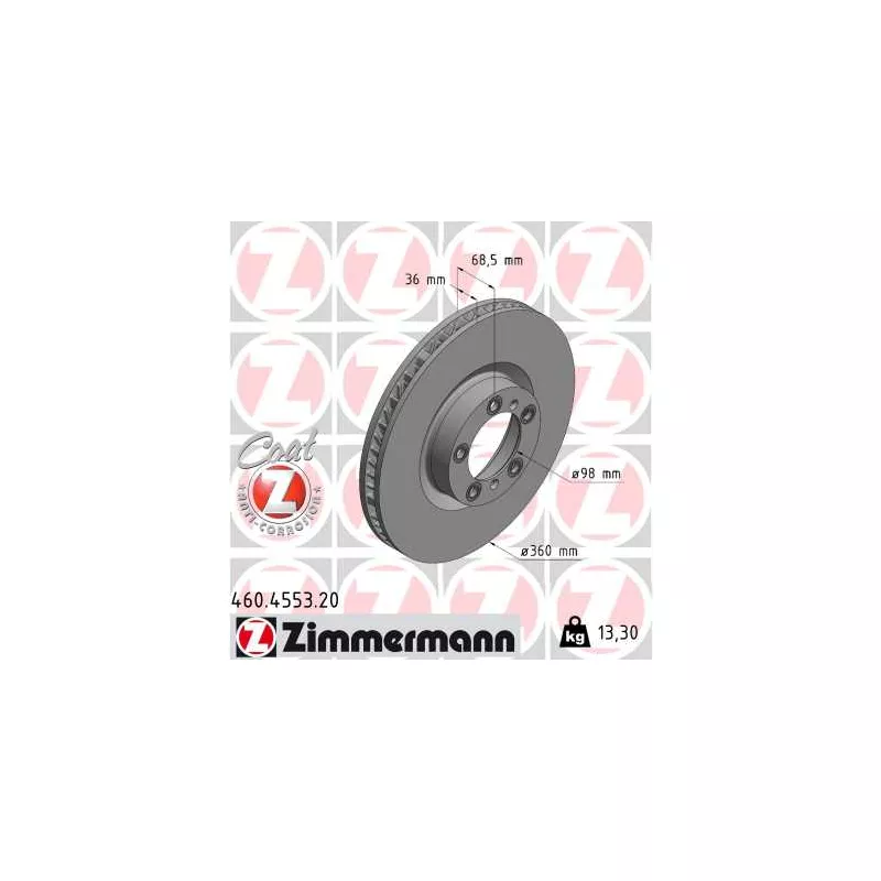 Disque de frein arrière gauche ZIMMERMANN 460.4553.20