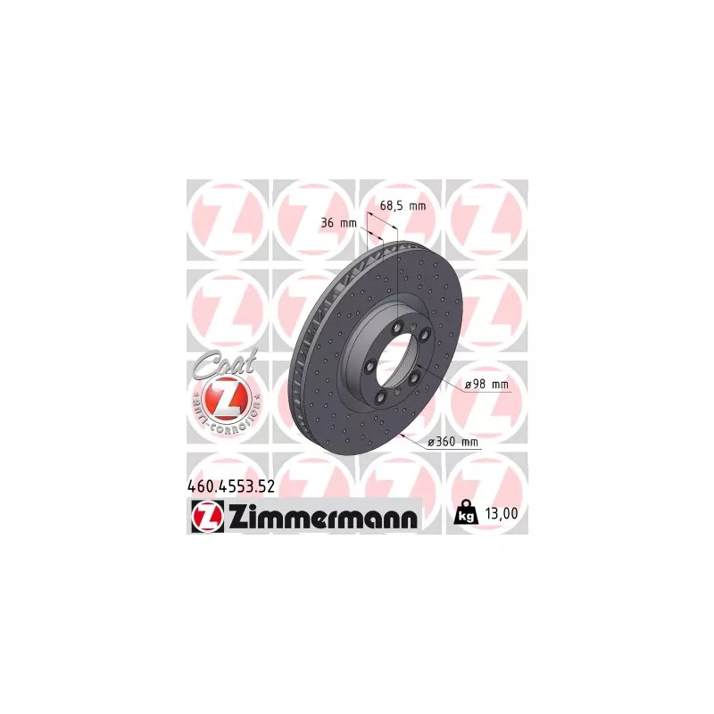 Disque de frein arrière gauche ZIMMERMANN 460.4553.52
