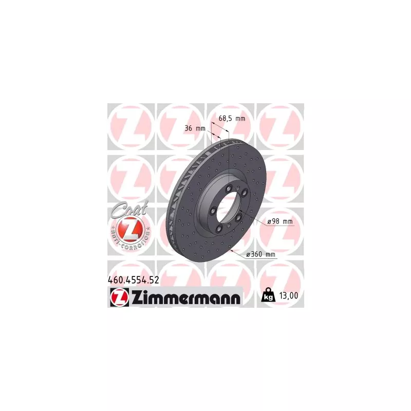 Disque de frein arrière droit ZIMMERMANN 460.4554.52