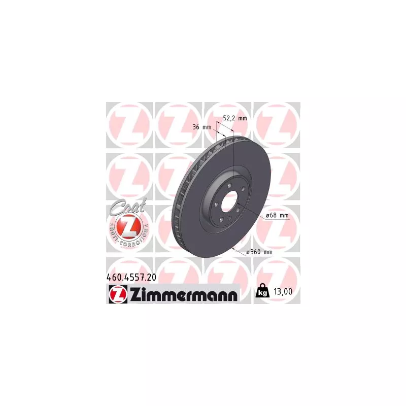 Disque de frein arrière gauche ZIMMERMANN 460.4557.20