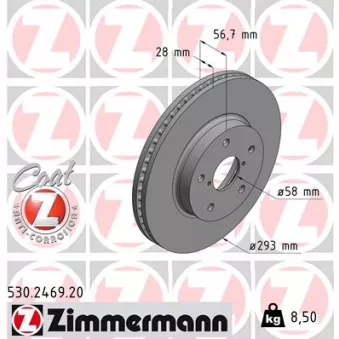 Jeu de 2 disques de frein avant ZIMMERMANN 530.2469.20