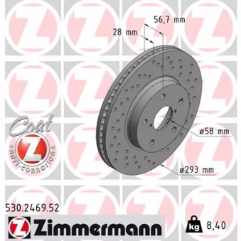 Jeu de 2 disques de frein avant ZIMMERMANN 530.2469.52