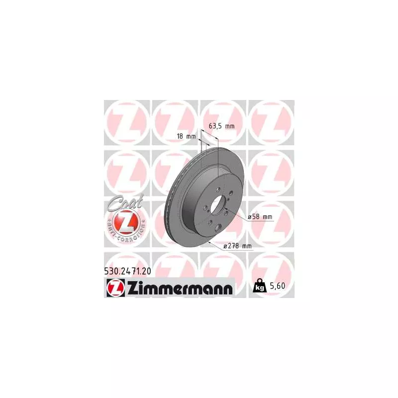 Jeu de 2 disques de frein arrière ZIMMERMANN 530.2471.20