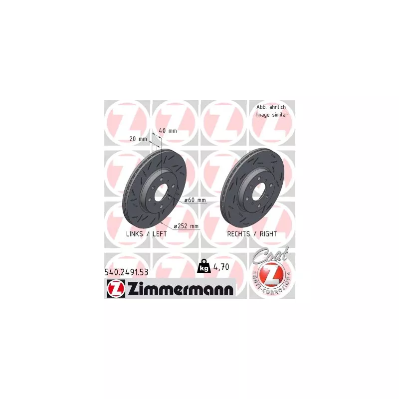 Jeu de 2 disques de frein avant ZIMMERMANN 540.2491.53