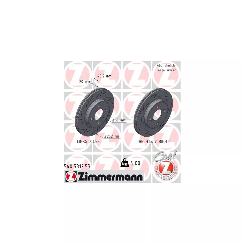 Jeu de 2 disques de frein avant ZIMMERMANN 540.5312.53