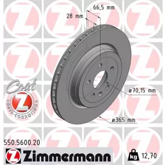 Jeu de 2 disques de frein arrière ZIMMERMANN 550.5600.20