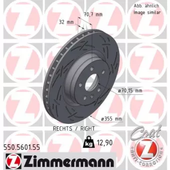 Disque de frein arrière droit ZIMMERMANN 550.5601.55