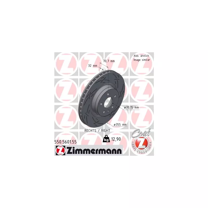 Disque de frein arrière droit ZIMMERMANN 550.5601.55
