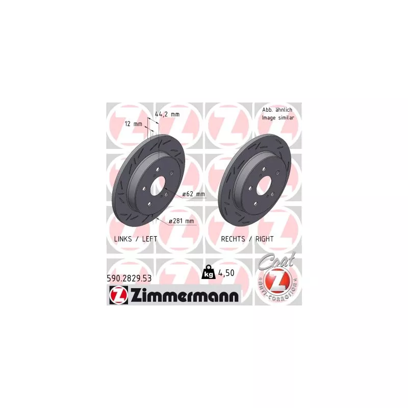 Jeu de 2 disques de frein arrière ZIMMERMANN 590.2829.53