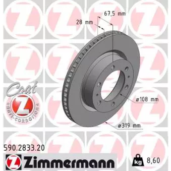 Jeu de 2 disques de frein avant ZIMMERMANN 590.2833.20