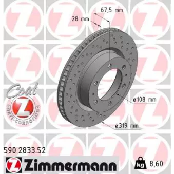 Jeu de 2 disques de frein avant ZIMMERMANN 590.2833.52