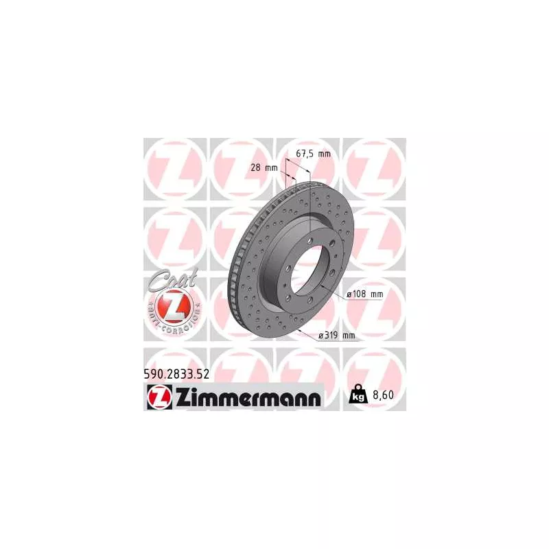 Jeu de 2 disques de frein avant ZIMMERMANN 590.2833.52