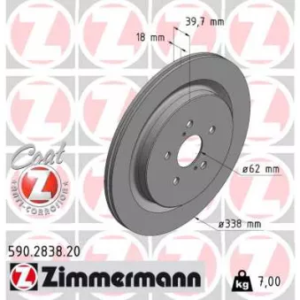 Jeu de 2 disques de frein arrière ZIMMERMANN