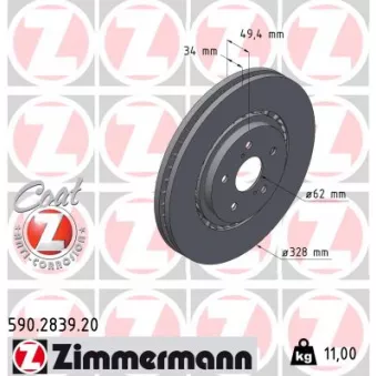 Jeu de 2 disques de frein avant ZIMMERMANN 590.2839.20