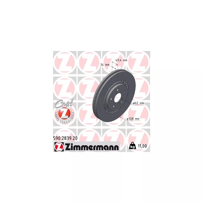 Jeu de 2 disques de frein avant ZIMMERMANN 590.2839.20
