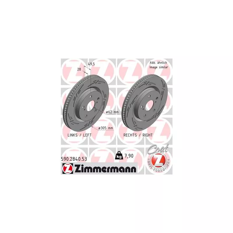 Jeu de 2 disques de frein avant ZIMMERMANN 590.2840.53