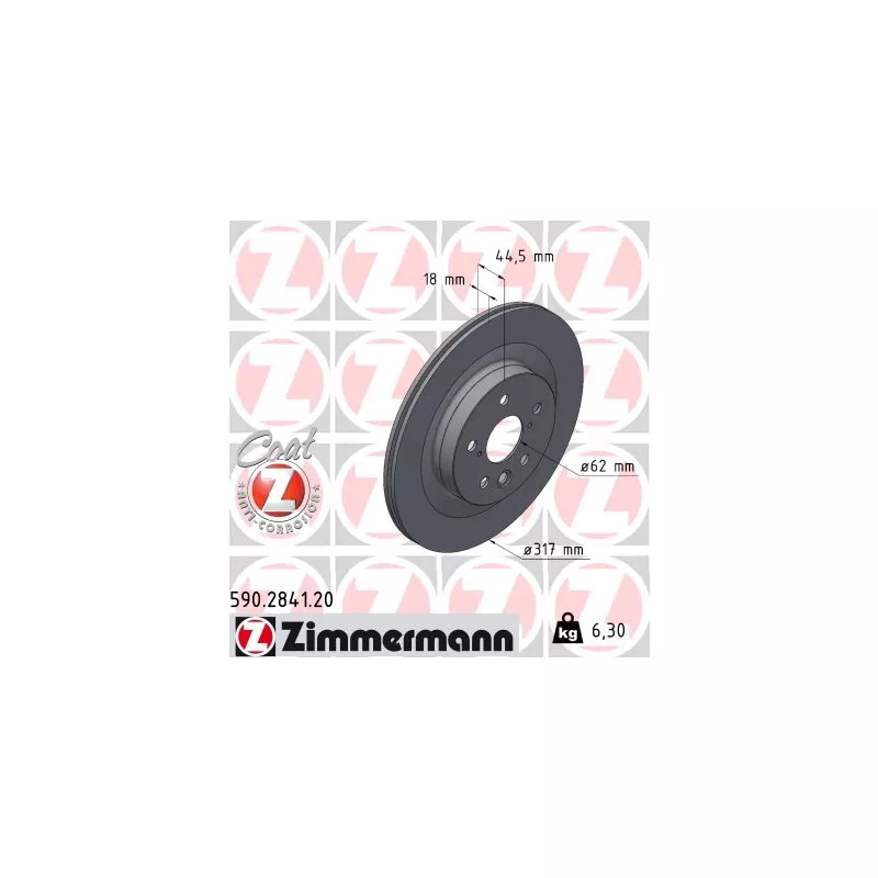 Jeu de 2 disques de frein arrière ZIMMERMANN 590.2841.20