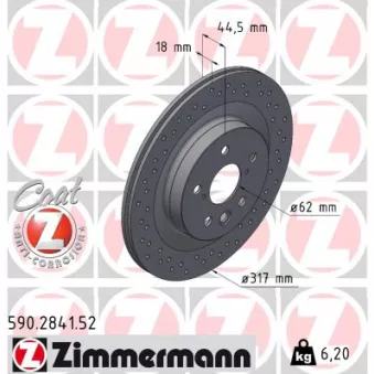 Jeu de 2 disques de frein arrière ZIMMERMANN 590.2841.52