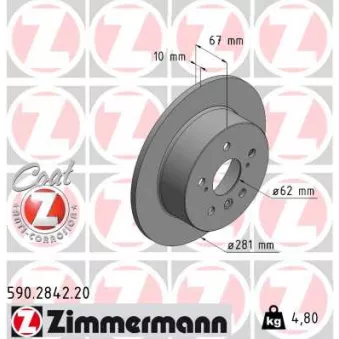 Jeu de 2 disques de frein arrière ZIMMERMANN 590.2842.20