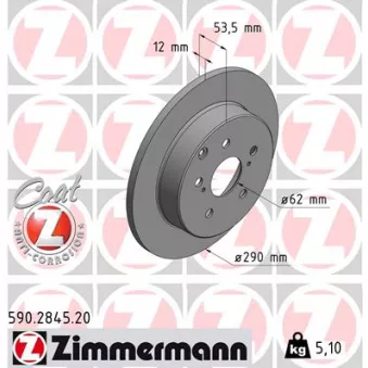 Jeu de 2 disques de frein arrière ZIMMERMANN 590.2845.20