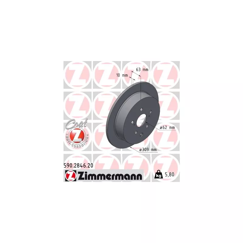 Jeu de 2 disques de frein arrière ZIMMERMANN 590.2846.20