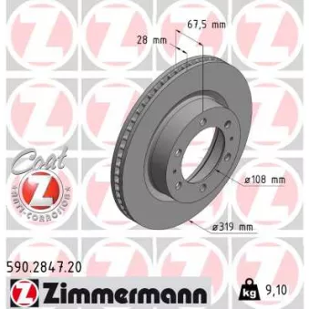 Jeu de 2 disques de frein avant ZIMMERMANN 590.2847.20