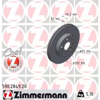 Jeu de 2 disques de frein avant ZIMMERMANN 590.2849.20