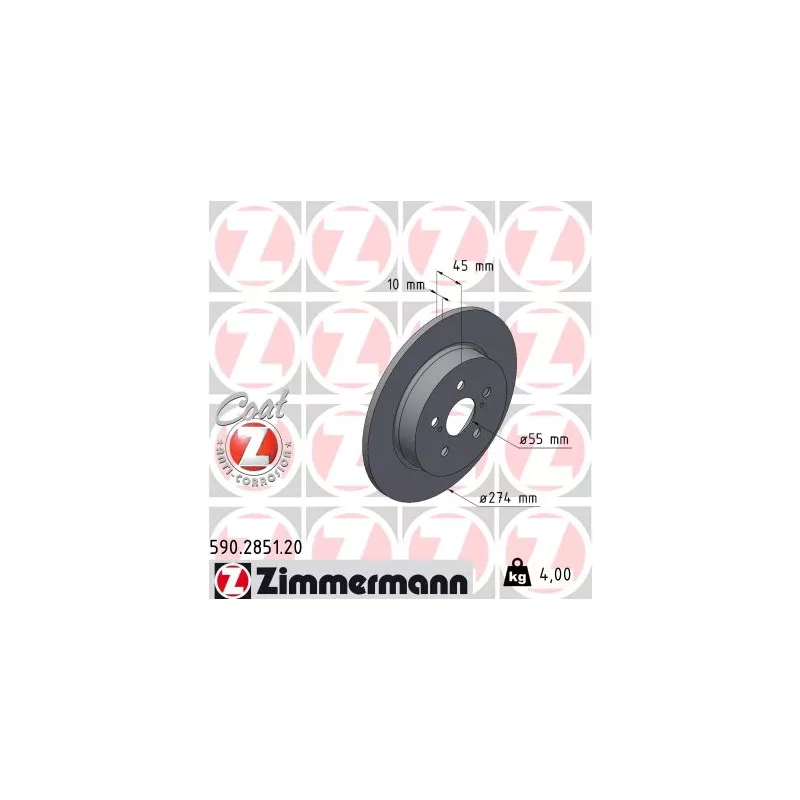 Jeu de 2 disques de frein arrière ZIMMERMANN 590.2851.20