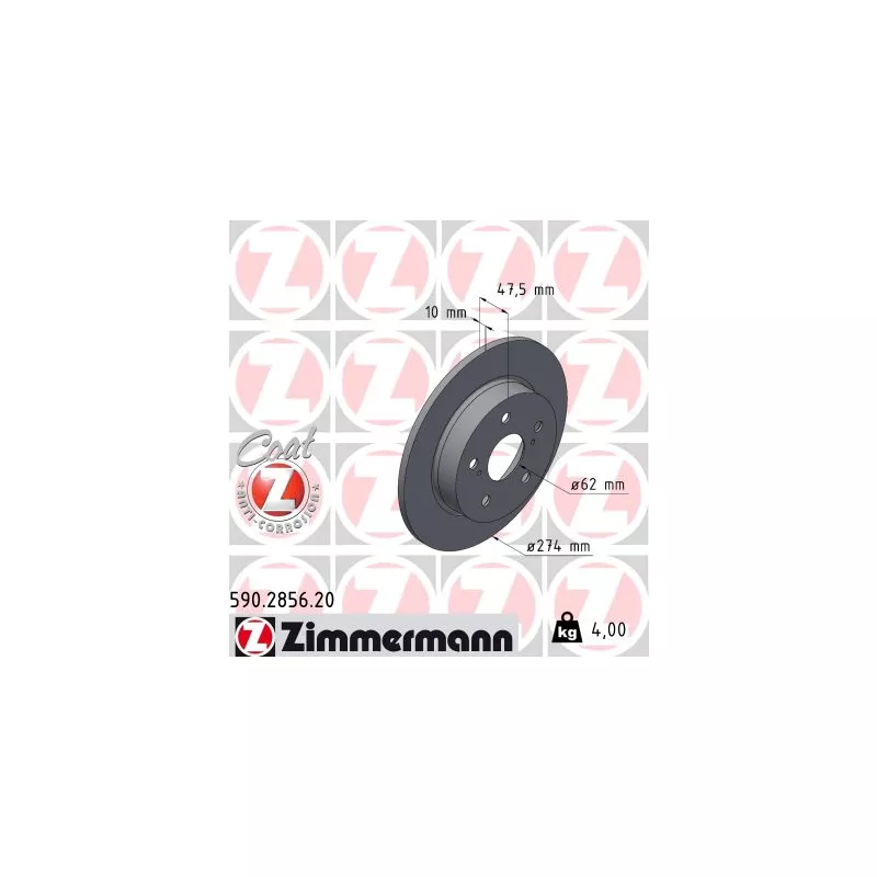 Jeu de 2 disques de frein arrière ZIMMERMANN 590.2856.20