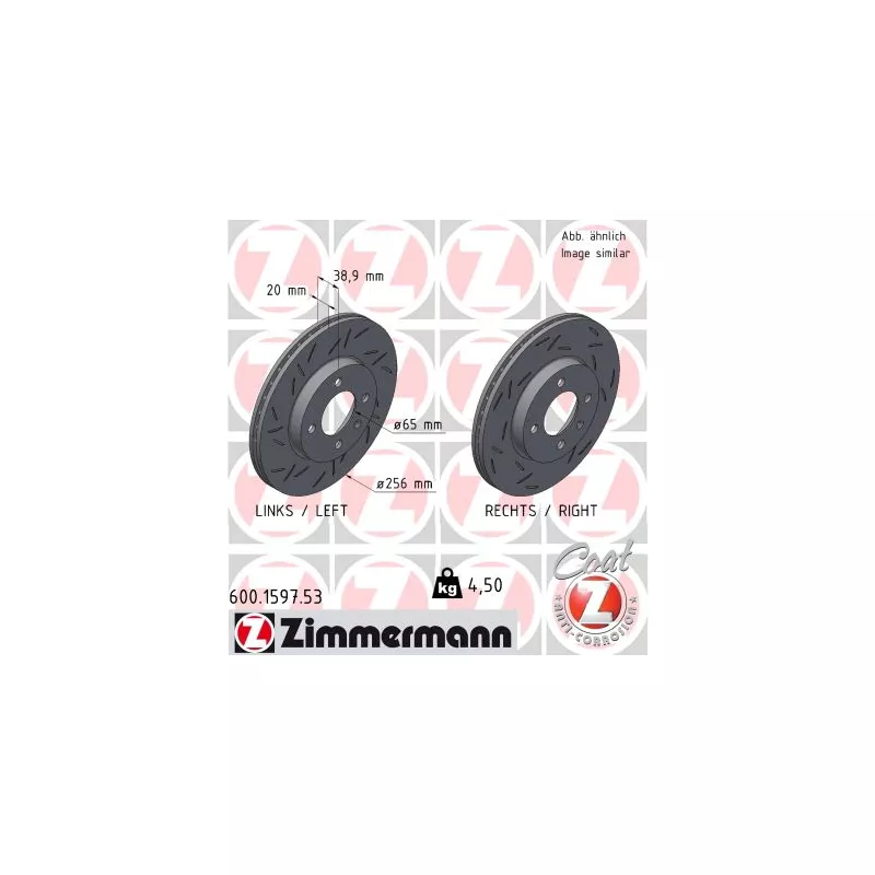 Jeu de 2 disques de frein avant ZIMMERMANN 600.1597.53