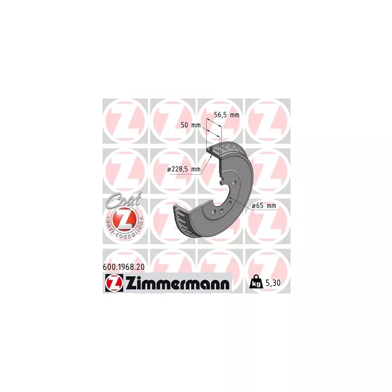 Tambour de frein ZIMMERMANN 600.1968.20