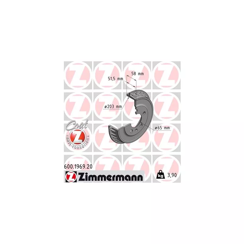 Tambour de frein ZIMMERMANN 600.1969.20