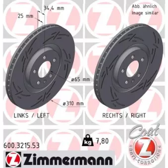 Jeu de 2 disques de frein avant ZIMMERMANN 600.3215.53