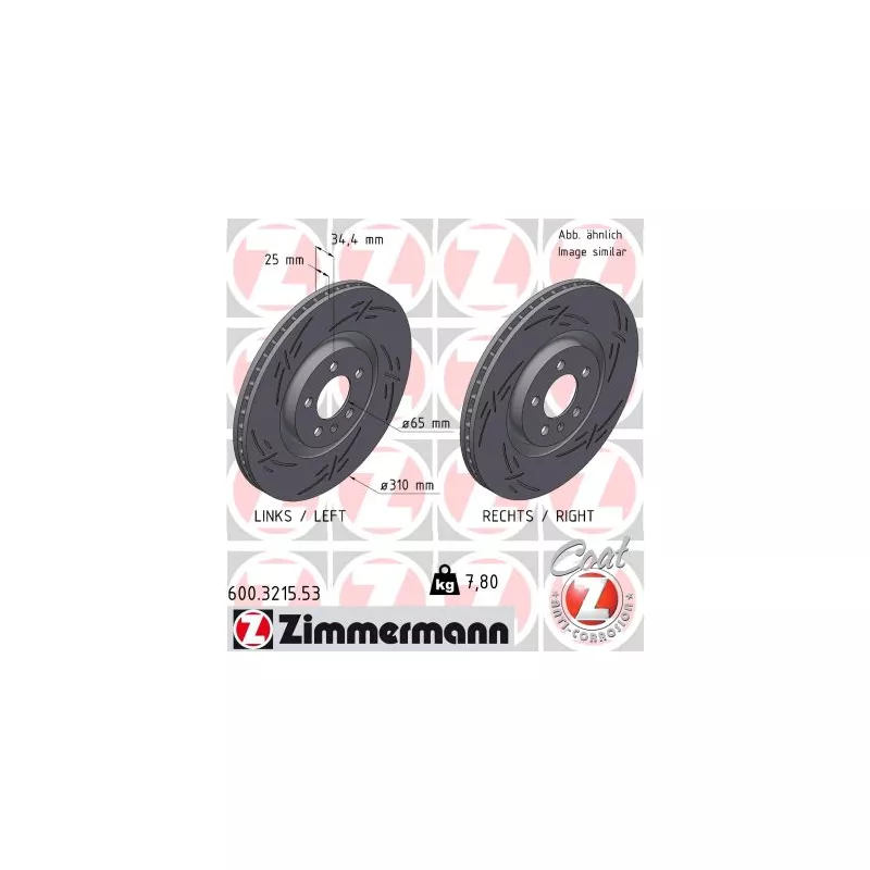 Jeu de 2 disques de frein avant ZIMMERMANN 600.3215.53