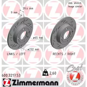 Jeu de 2 disques de frein arrière ZIMMERMANN 600.3217.53