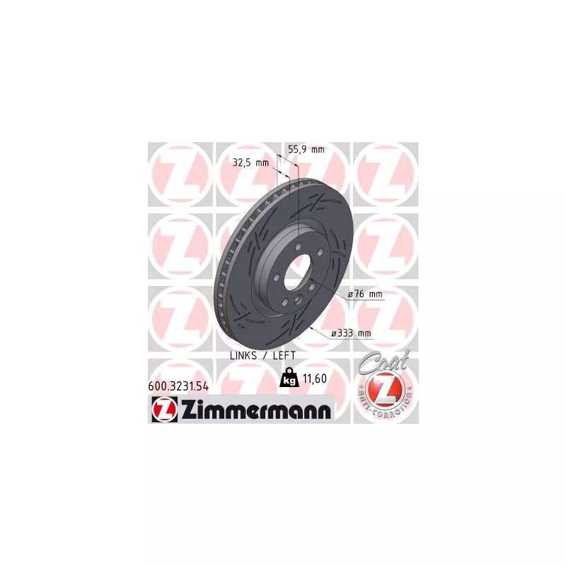 Disque de frein arrière gauche ZIMMERMANN 600.3231.54