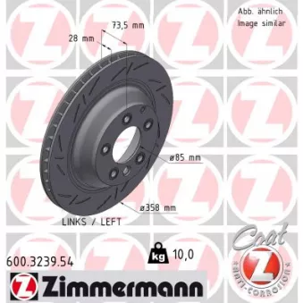 Disque de frein arrière gauche ZIMMERMANN 600.3239.54