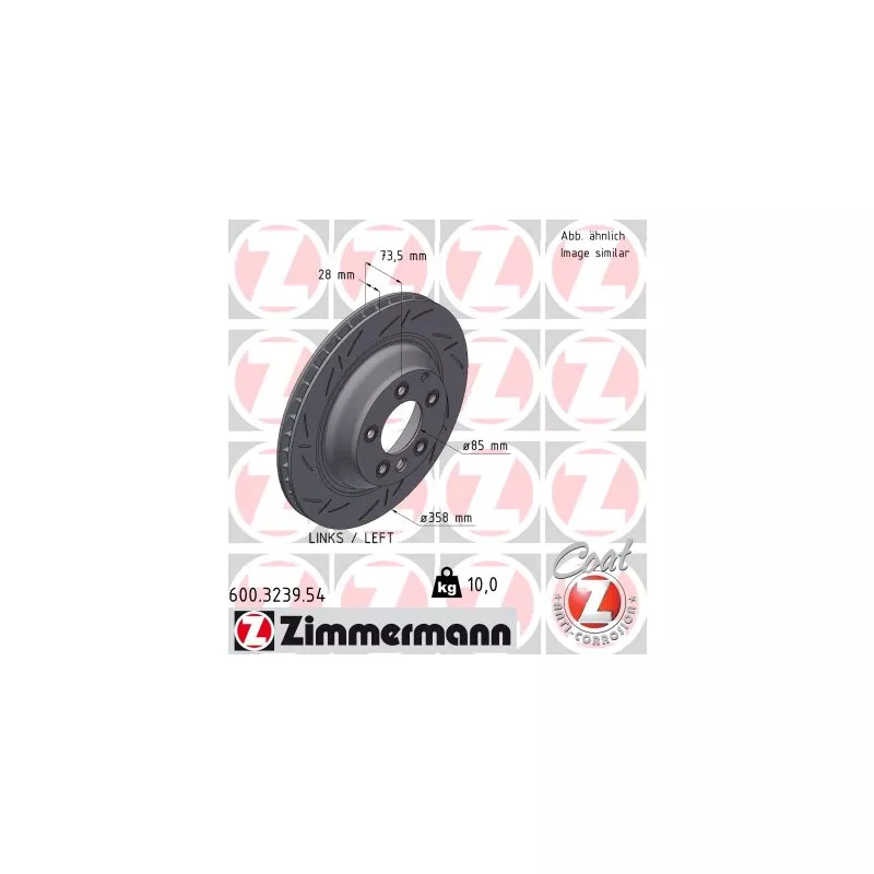 Disque de frein arrière gauche ZIMMERMANN 600.3239.54