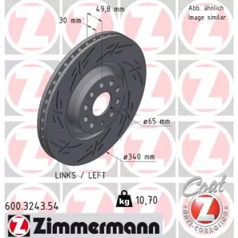 Disque de frein arrière gauche ZIMMERMANN 600.3243.54