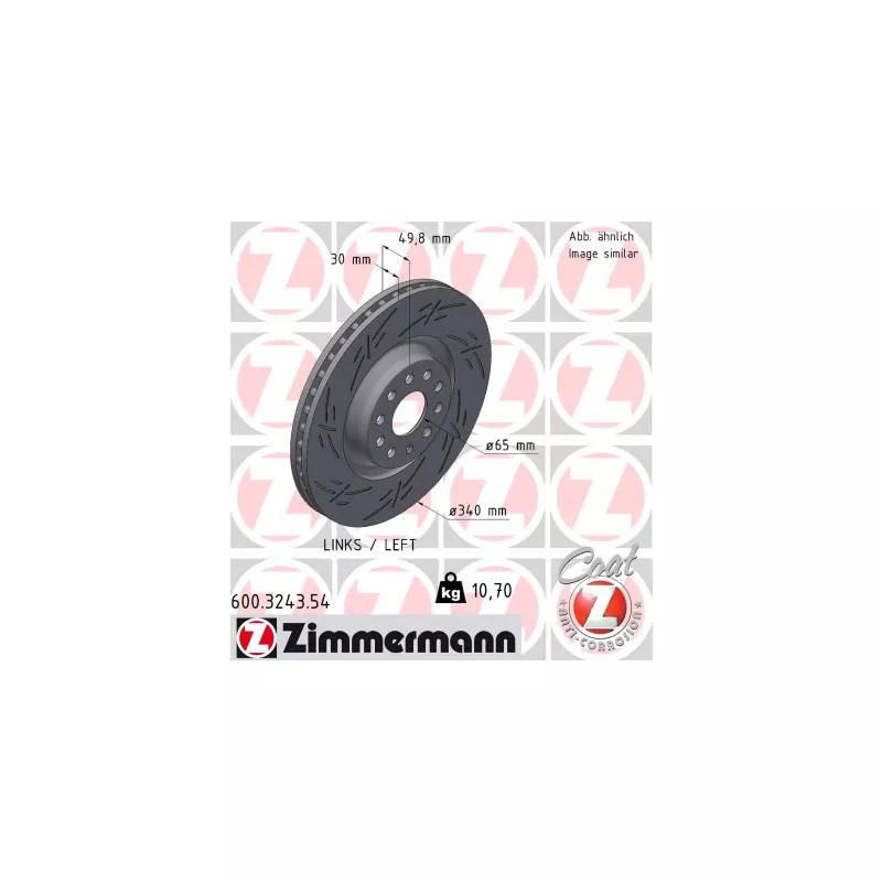 Disque de frein arrière gauche ZIMMERMANN 600.3243.54