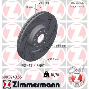 Disque de frein arrière droit ZIMMERMANN 600.3243.55