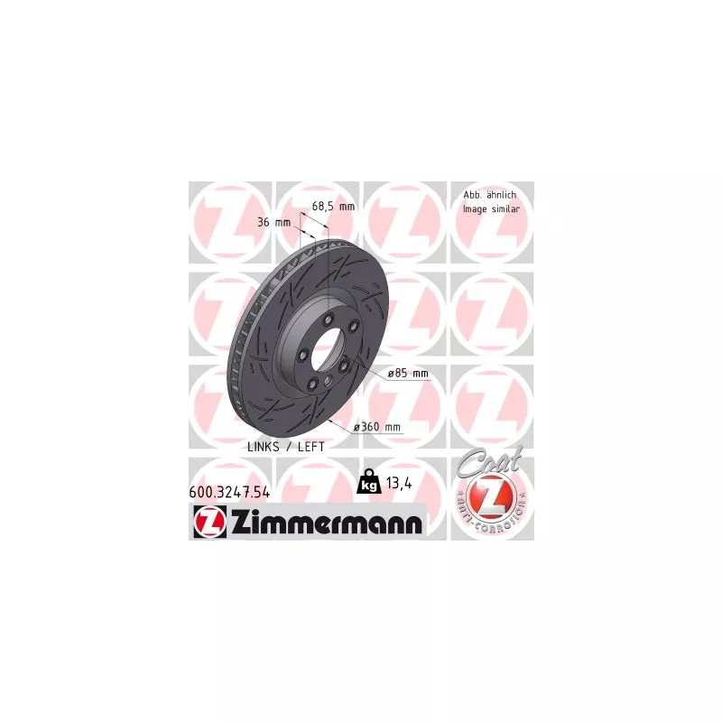 Disque de frein arrière gauche ZIMMERMANN 600.3247.54