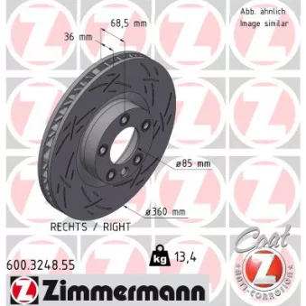 Disque de frein arrière droit ZIMMERMANN 600.3248.55