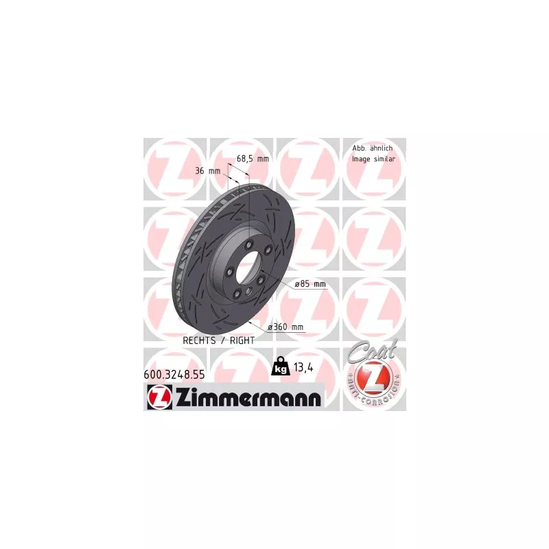Disque de frein arrière droit ZIMMERMANN 600.3248.55